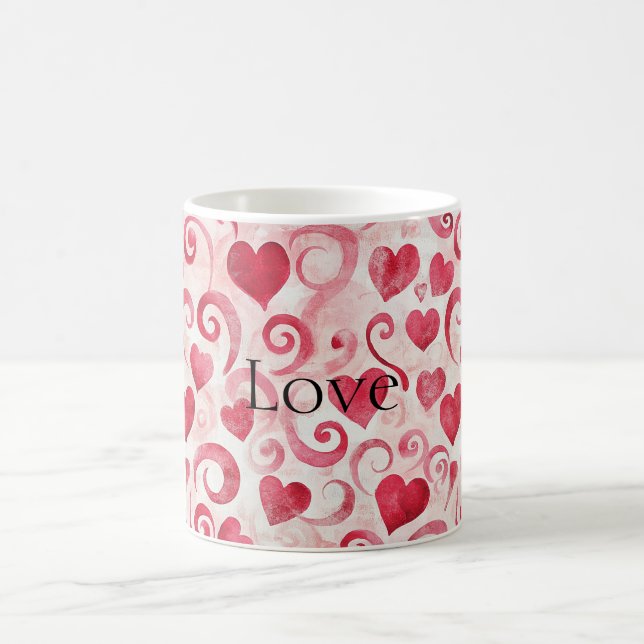 Caneca De Café Amor Corações Vermelhos (Centro)