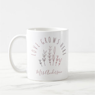 Caneca De Café Amor cresce aqui jardim com nome