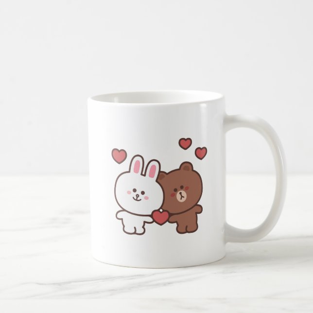 Caneca De Café Amor de coelhinho de urso castanho (Direita)