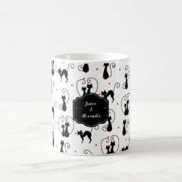 Caneca De Café Amor de Gato Negro Personalizado