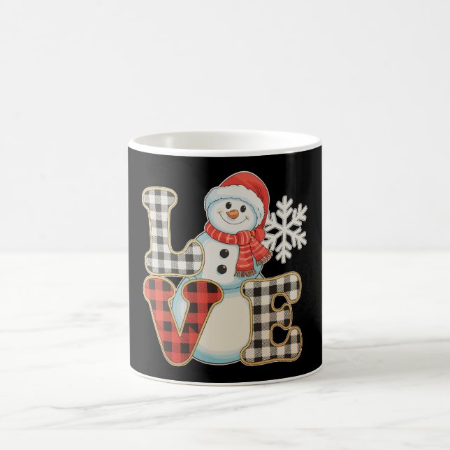 Caneca De Café Amor de Natal Bonito Boneco de Neve Xadrez de Búfa (Centro)