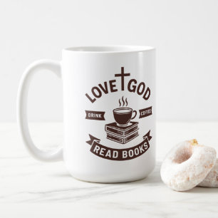 Caneca De Café Amor Deus Beba Café Lê Livros Cristão Vintage