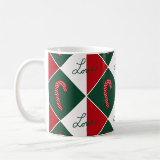 Caneca De Café Amor e Bengalas de Natal