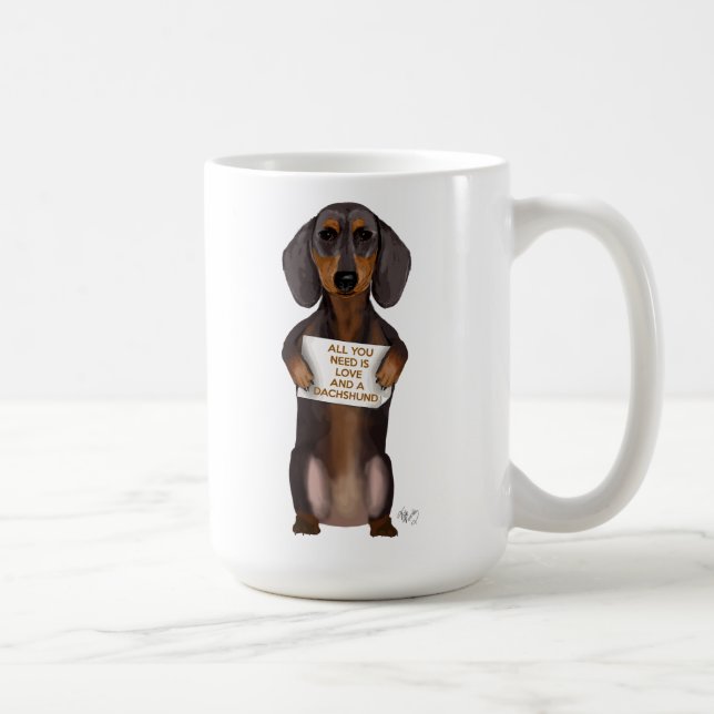 Caneca De Café Amor e Dachshund (Direita)