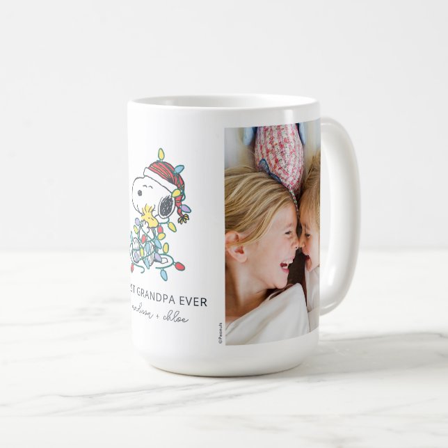 Caneca De Café Amor e Luzes de Natal - Melhor Foto do Avô (Frente Esquerda)