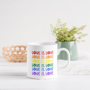 Caneca De Café Amor é Orgulho Mug - Repetindo Rainbow Floral