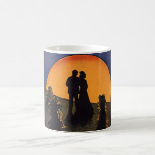 Caneca De Café Amor e Romance Vintage, Beijo da Lua da Colheita