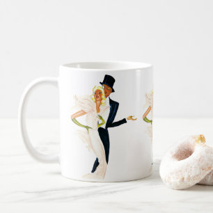 Caneca De Café Amor e Romance Vintage, Casal de Noivos Moderno