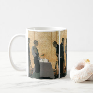 Caneca De Café Amor e Romance Vintage, Jantar Elegante de Casal