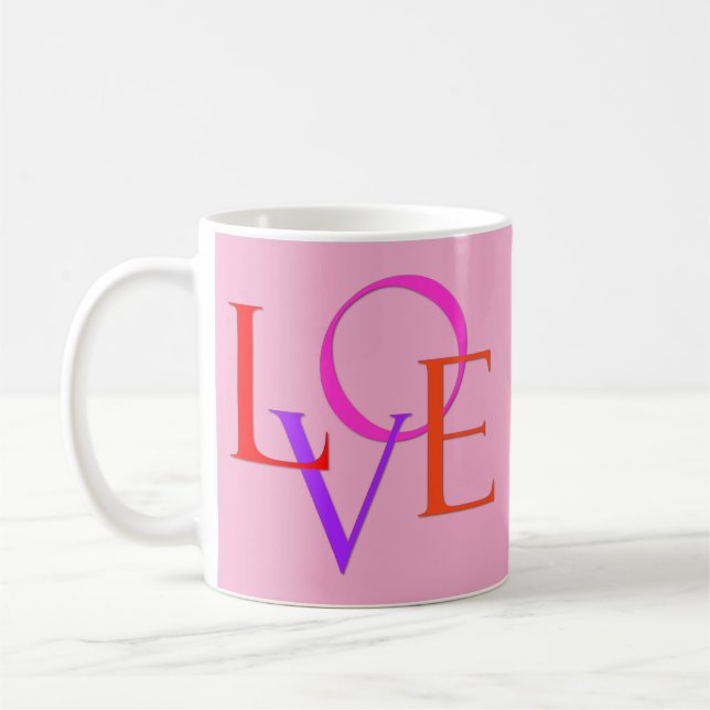 Caneca De Café "AMOR" elegante e bonito nas Rosas claro (Esquerda)
