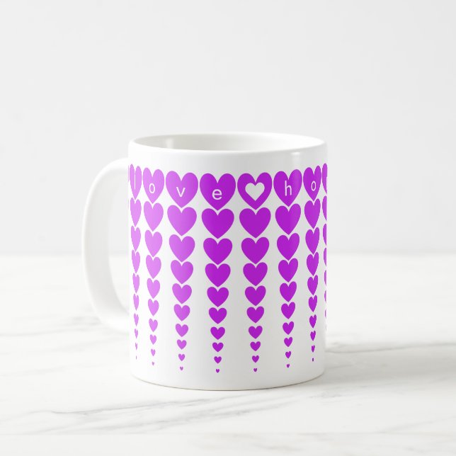 Caneca De Café Amor Elegante, Esperança e Você Neon Purple Heart  (Frente Esquerda)