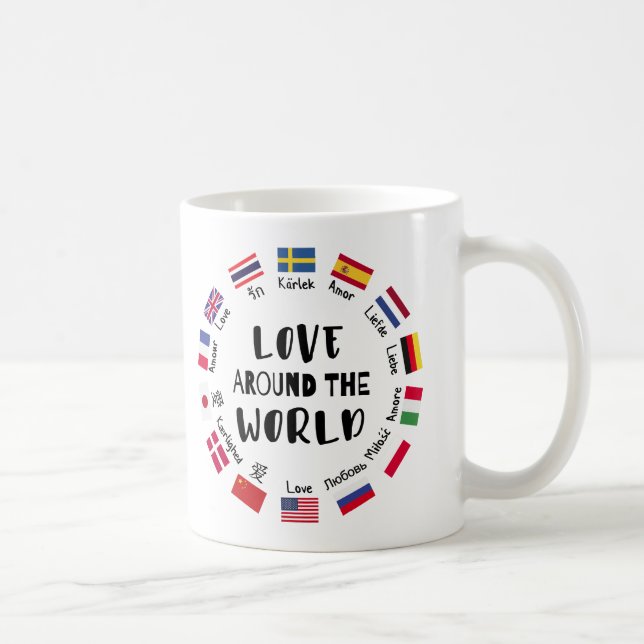 Caneca De Café Amor em Todo o Mundo Idiomas  (Direita)