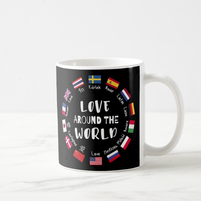 Caneca De Café Amor em todo o mundo Idiomas  (Direita)