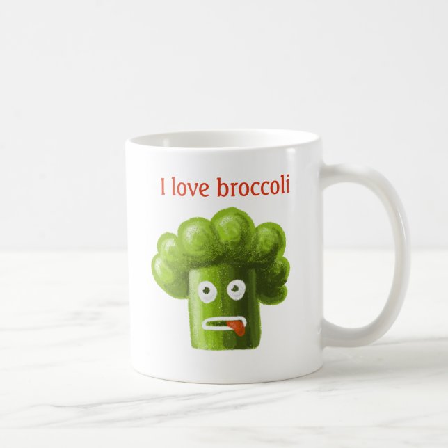 Caneca De Café Amor engraçado dos brócolos dos desenhos animados (Direita)