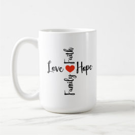 Caneca De Café Amor, Esperança, fé, café da família
