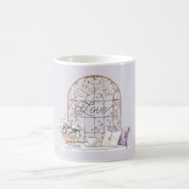 Caneca De Café Amor Floral Lavanda Dourado (Centro)
