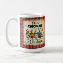 Amor Galinhas de Natal Buffalo Xadrez Mug