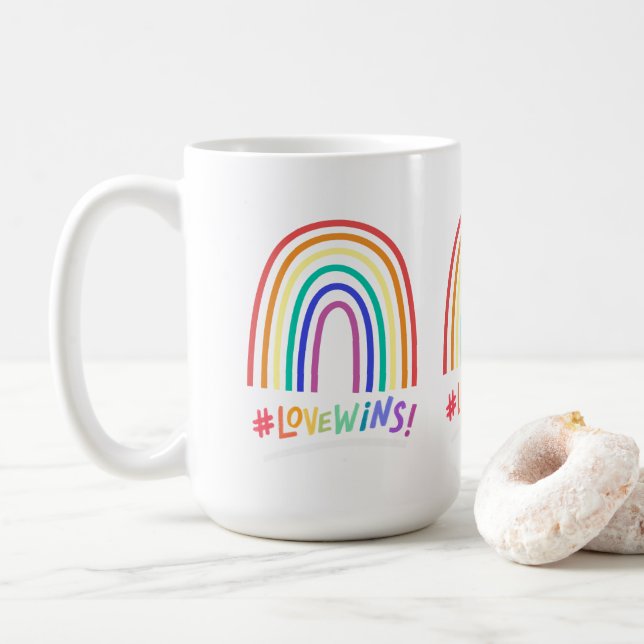 Caneca De Café Amor ganha diversão Arco-Íris (Com Donut)