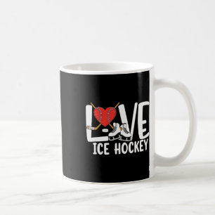 Caneca De Café Amor Hóquei no Gelo Patins Fofos Stick e Disco Esp