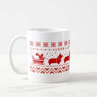 Caneca De Café Amor Joy Peace Corgis Festa de Natal Festiva