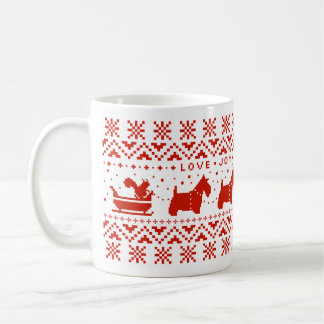 Caneca De Café Amor Joy Peace Scotties Festivos Natal Cães