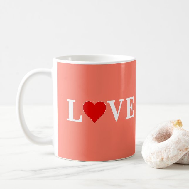Caneca De Café AMOR Laranja Romântico Elegante (Com Donut)