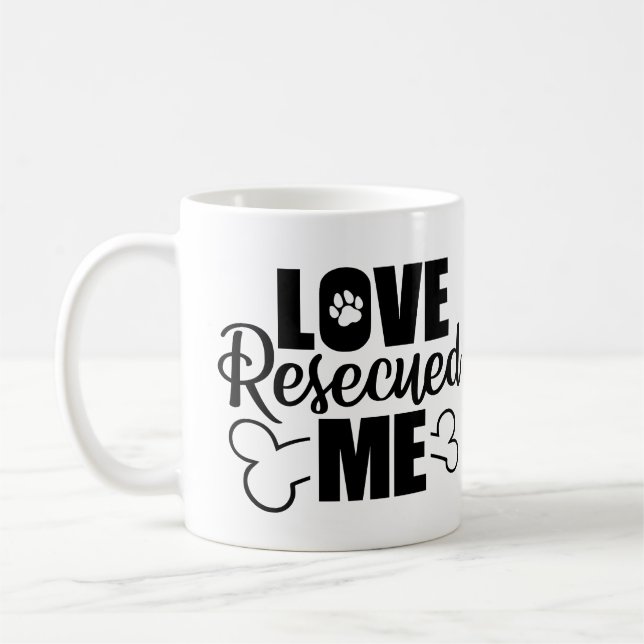 Caneca De Café Amor Me Resgatou Mug De Café - Cão De Resgate, Gat (Esquerda)