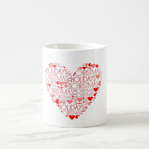 Caneca De Café Amor Natal Feriados Vermelho Coração Verde Café