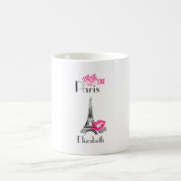 Amor Paris com Torre Eiffel e Lábios Lipstick