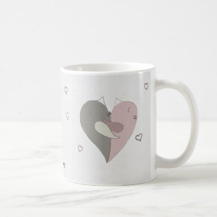 Caneca De Café Amor Pássaros Coração