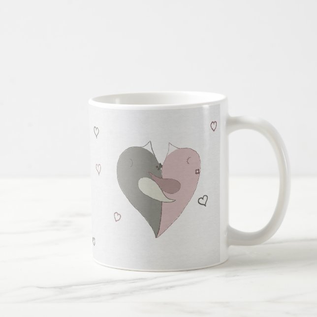 Caneca De Café Amor Pássaros Coração (Direita)
