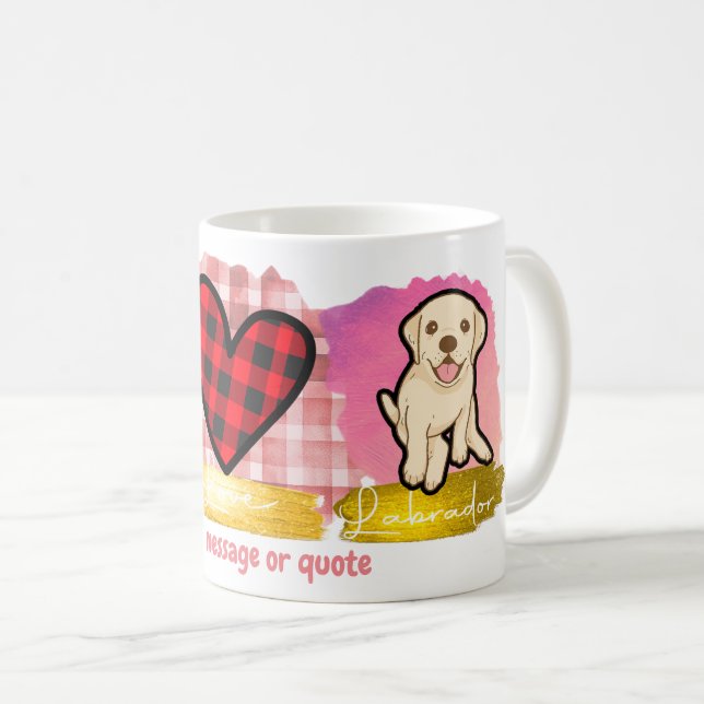 Caneca De Café Amor Paz Labrador Retriever Dia dos Namorados Cach (Frente Esquerda)