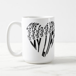 Caneca De Café Amor Pela Minha Vida, Design De Tipografia Branca