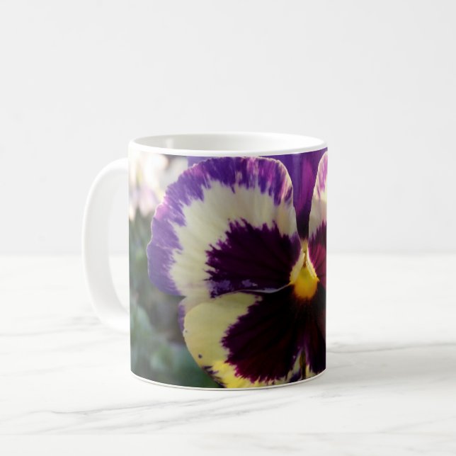 Caneca De Café amor-perfeito colorido de primavera (Frente Esquerda)