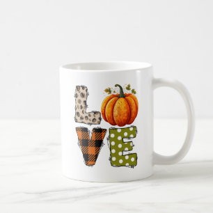 Caneca De Café AMOR - Pumpkin bonito e letras de Bolinhas