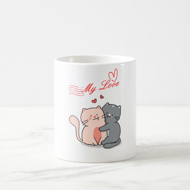 Caneca De Café Amor Puro: Mug De Café Com A Gata (Centro)