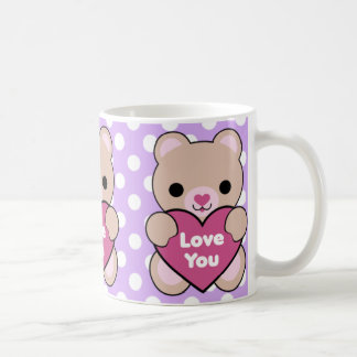Caneca De Café Amor que do coração do urso de Kawaii você agride