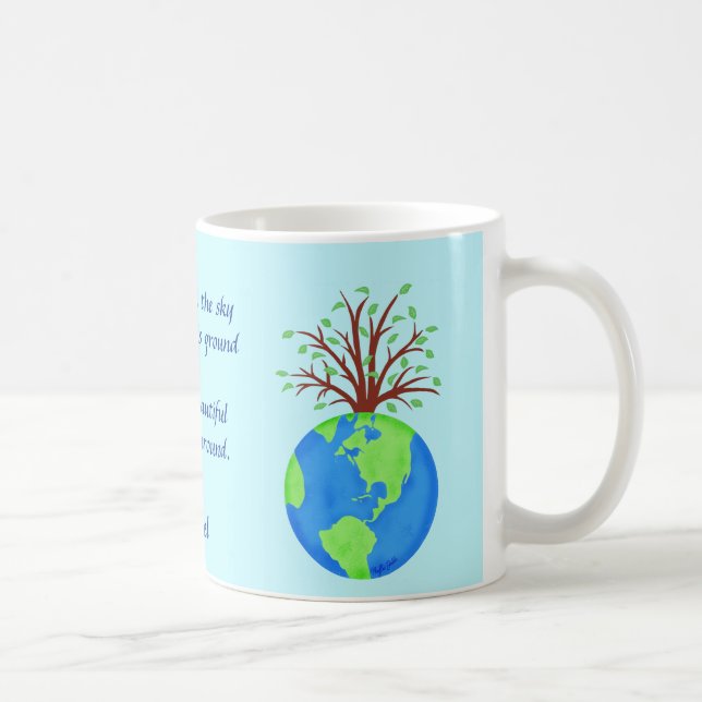 Caneca De Café Amor Respeita Poema Terra Nome Azul Personalizado (Direita)