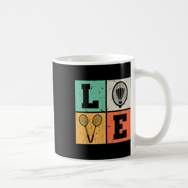 Caneca De Café Amor Retro Amante de Badminton  (Direita)