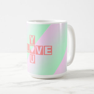 Caneca De Café Amor Rosa você palavras cruzadas Pastel Dia dos Na
