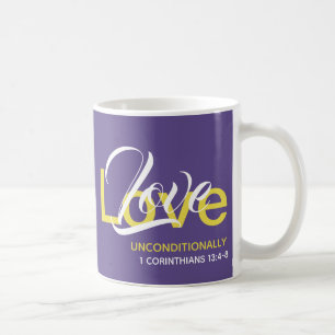Caneca De Café AMOR, Roxo Cristão Monograma, INCONDICIONALMENTE