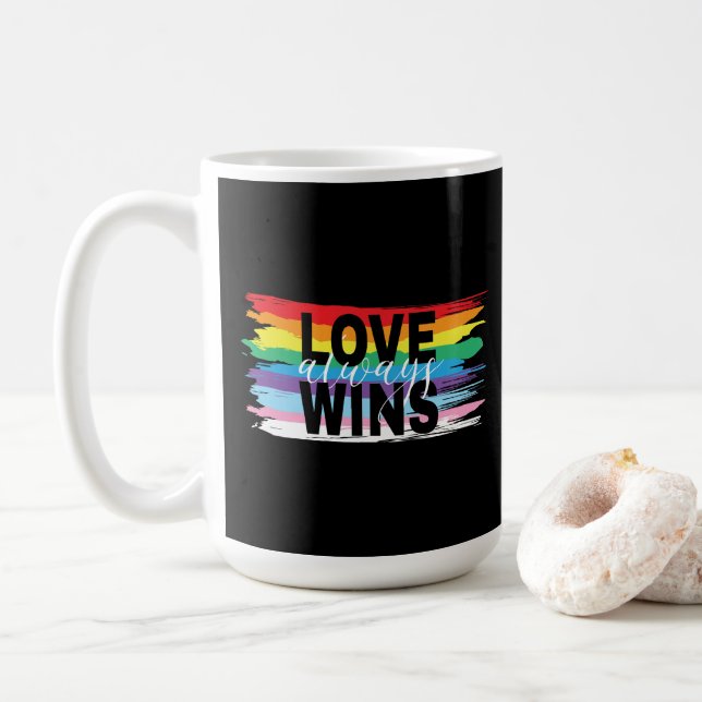 Caneca De Café AMOR sempre ganha, LGBTQIA Pride Flag (Com Donut)