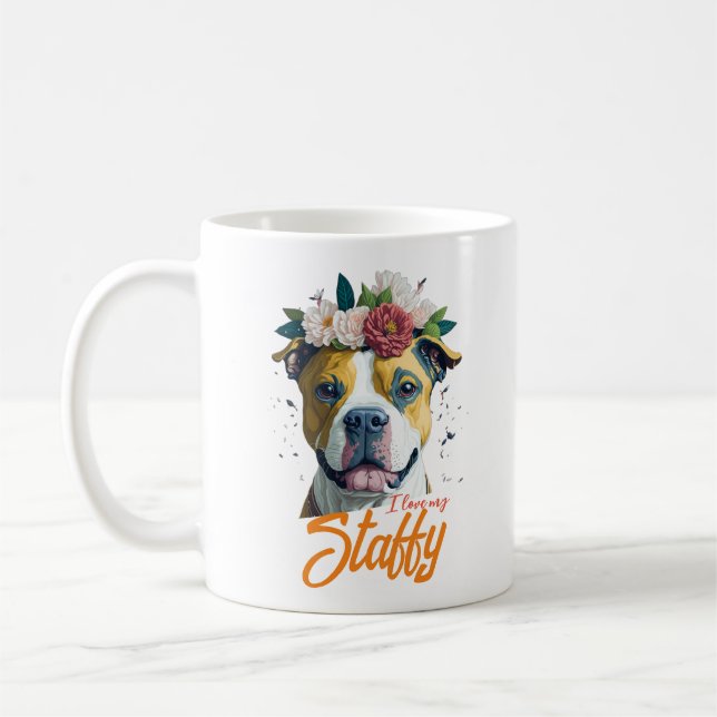 Caneca De Café Amor Staffordshire Bull Terrier - Eu Amo Meu Staff (Esquerda)