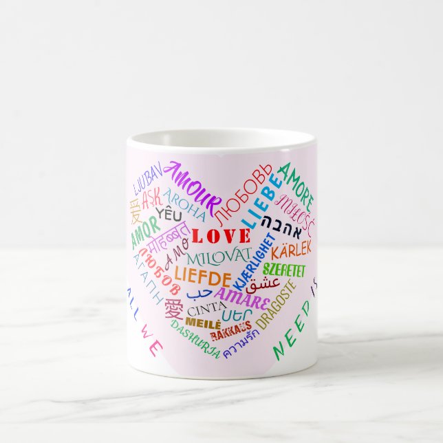 Caneca De Café Amor Texto Café Mug Presente com Coração (Centro)