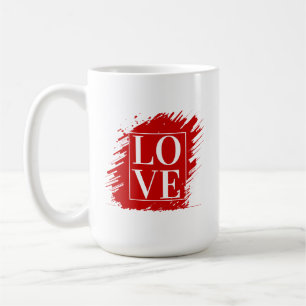 CANECA DE CAFÉ AMOR TIPOGRAFIA BRANCA ARTE VERMELHA