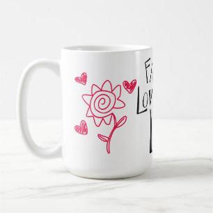 Caneca De Café Amor Vida Felicidade Atitude Corações Vermelhos &
