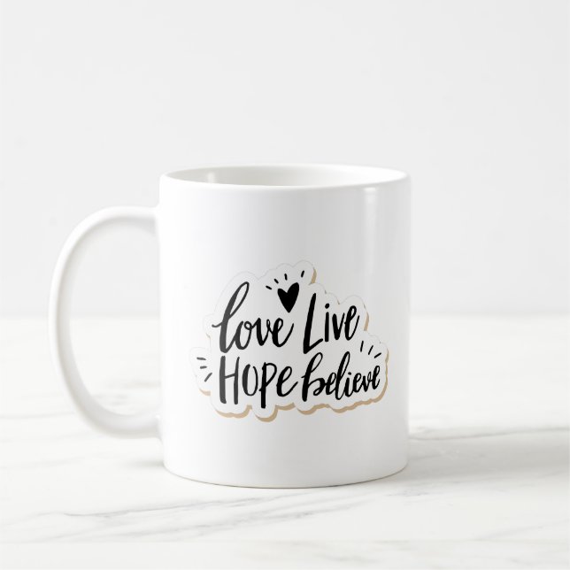 Caneca De Café amor viva esperança acredite (Esquerda)