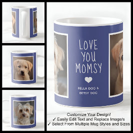 Caneca De Café Amor Você Mãe Cachorrinho Fotos Moderno Azul C49 &