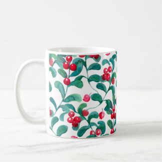 Caneca De Café Amoras silvestres de cor aquosa, padrão sem costur