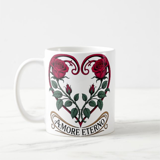 Caneca De Café Amore Eterno Romantic Morning Rosas (Esquerda)